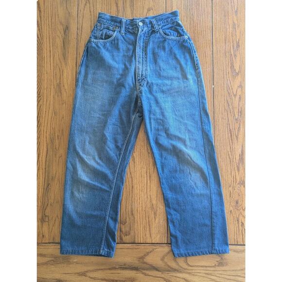 1950’s Lady Levis 701 Big E Selvedge Denim Blue Jeans Talon Zipper Altered 26 - Picture 1 of 16